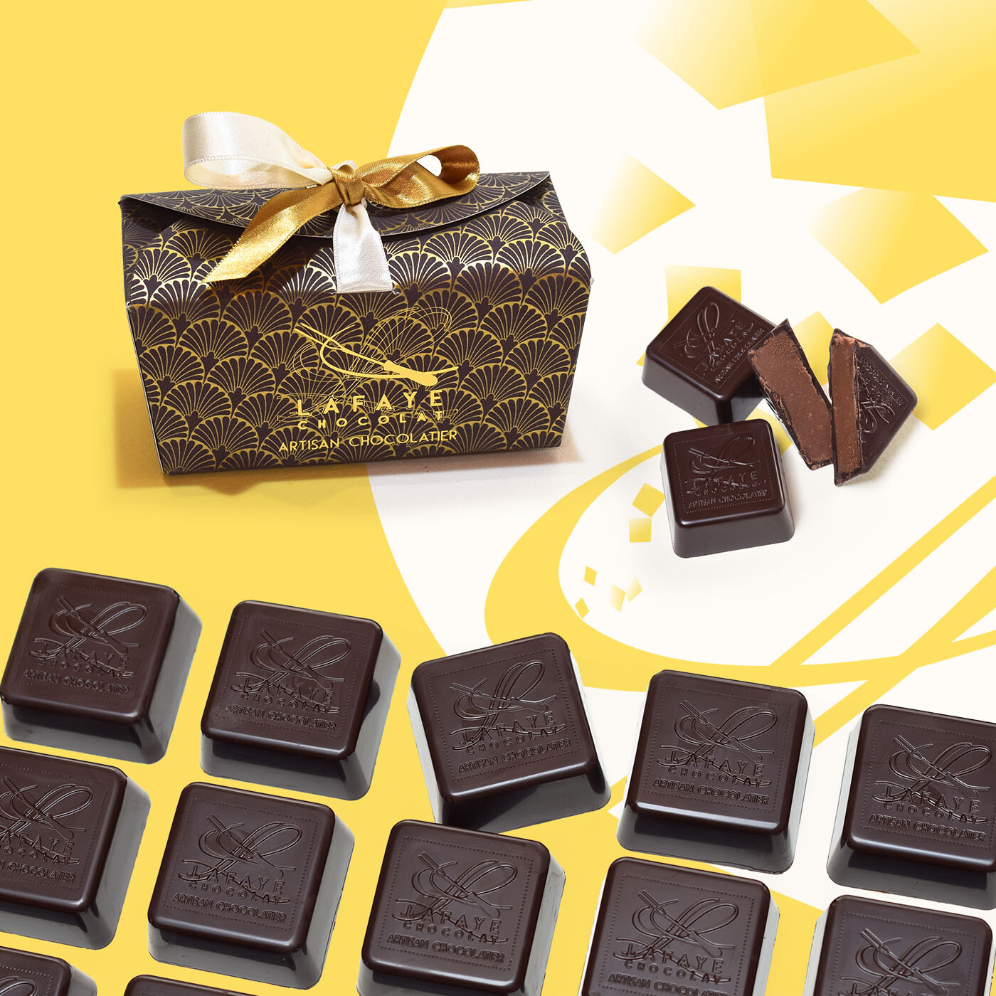Chocolats noirs fourrés au praliné