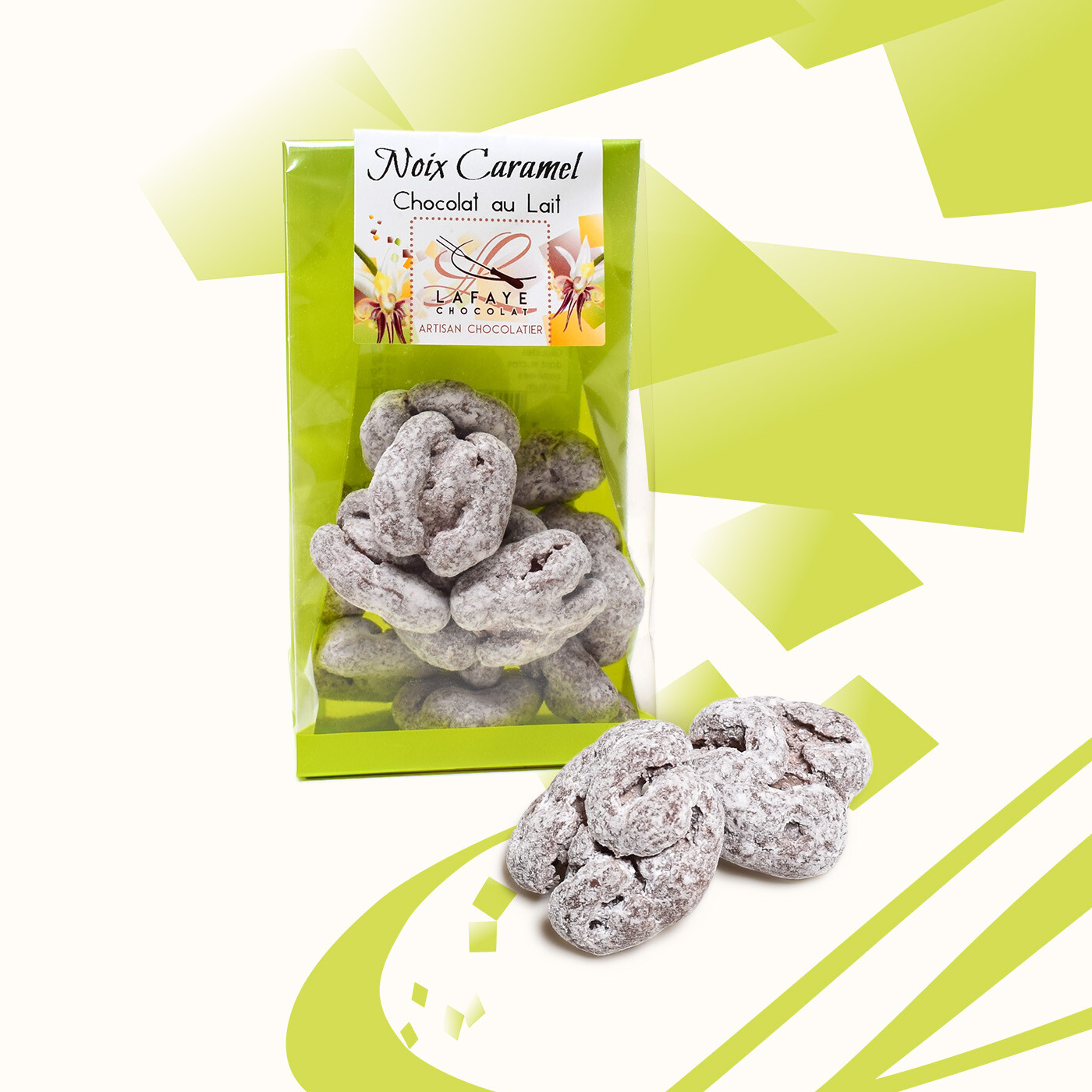 Noix enrobées de chocolat au lait et caramel