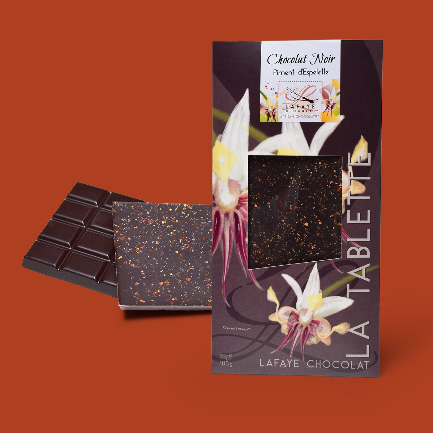 tablette de chocolat noir au piment d'Espelette