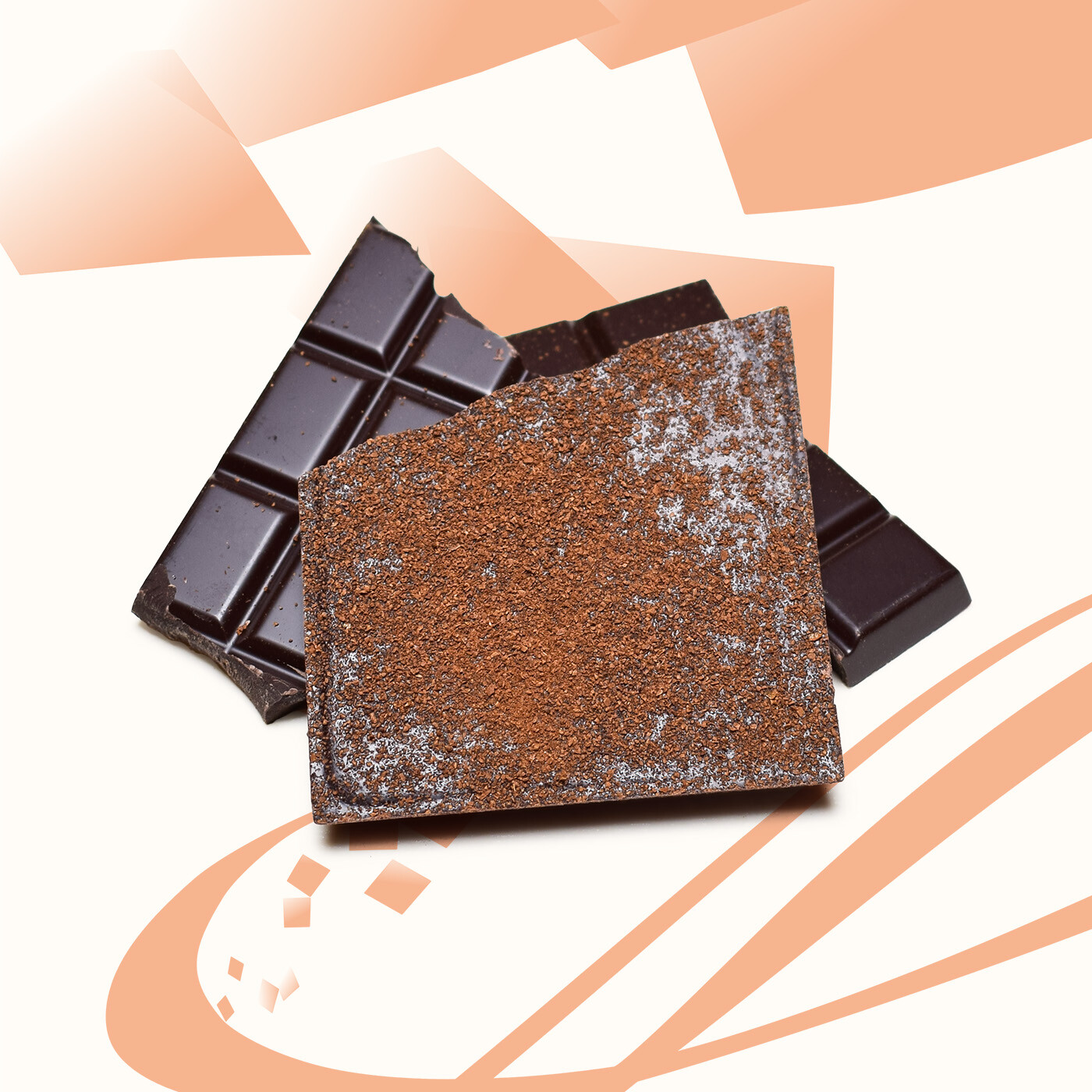 Tablette de Chocolat Noir 73% cacao minimum saupoudrée de café.