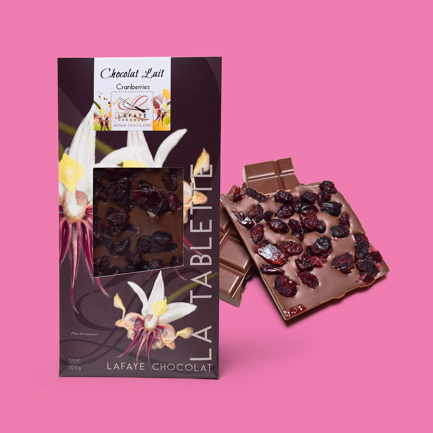 Tablette chocolat au lait cranberries