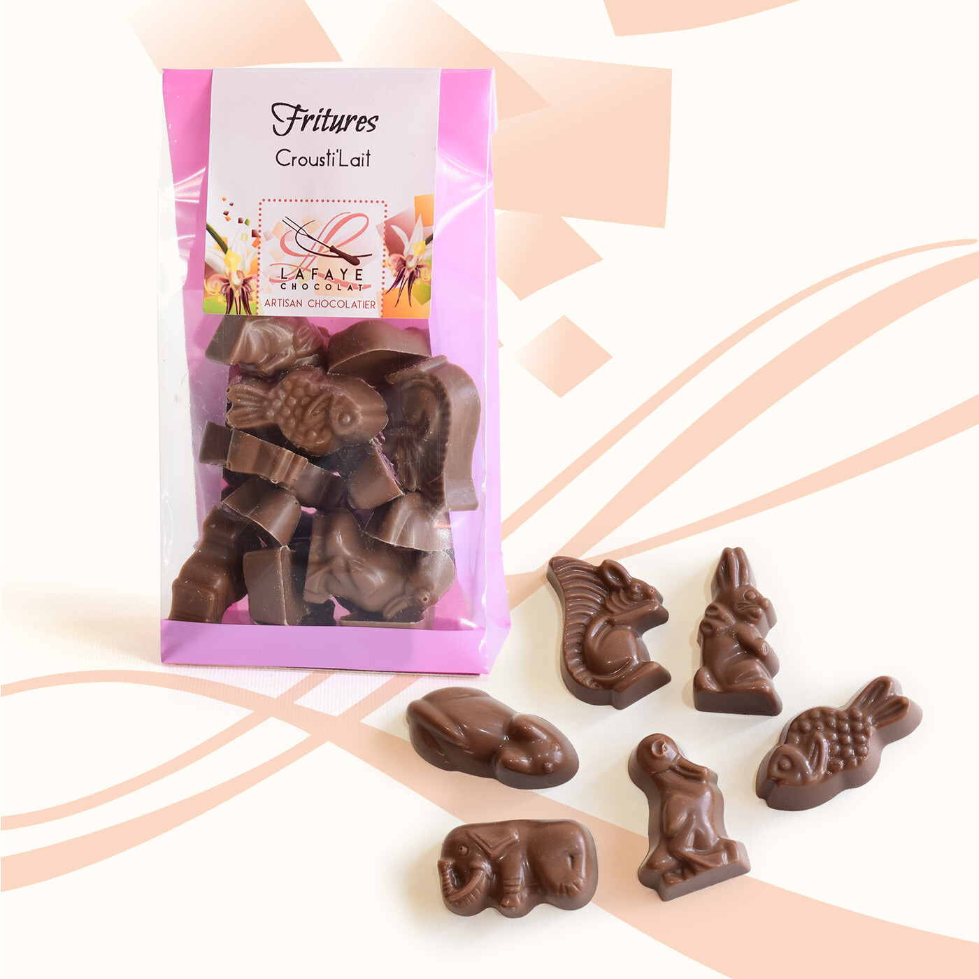 Figurines en chocolat au lait au cœur croustillant