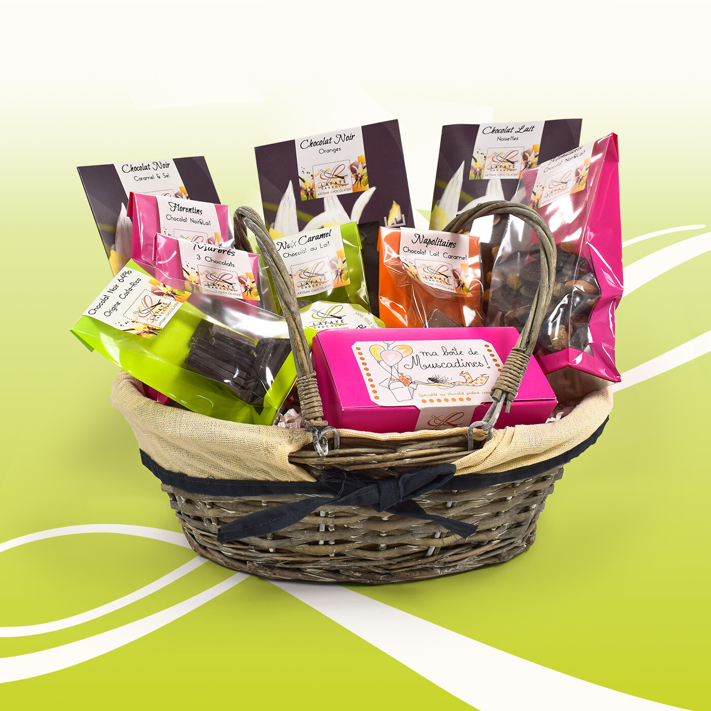 Panier de chocolats et spécialités