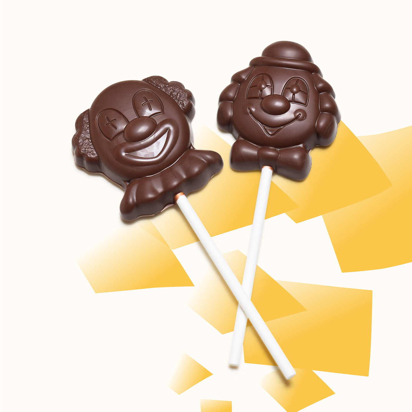 Sucettes au chocolat au lait en forme de clown