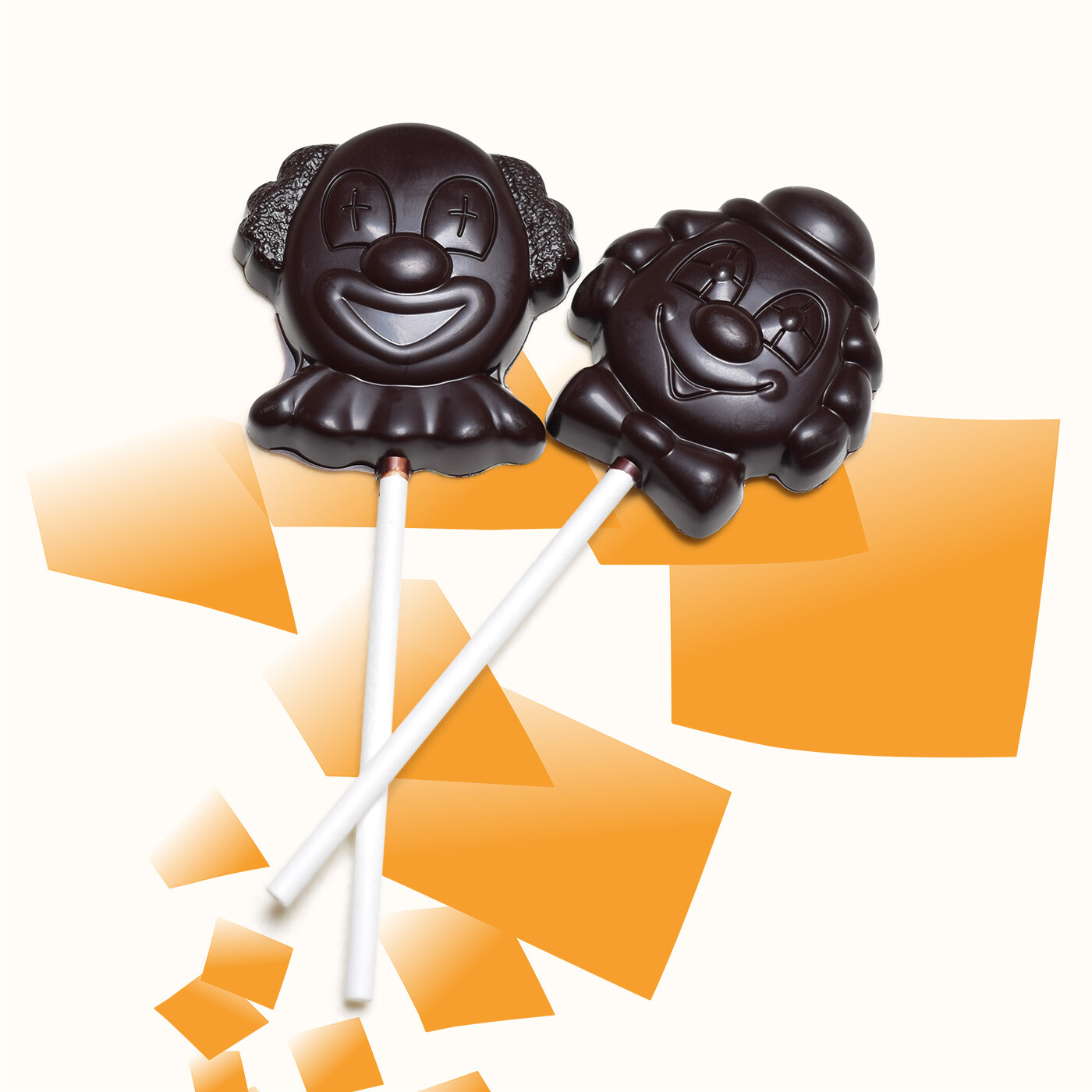 Sucettes au chocolat noir en forme de clown