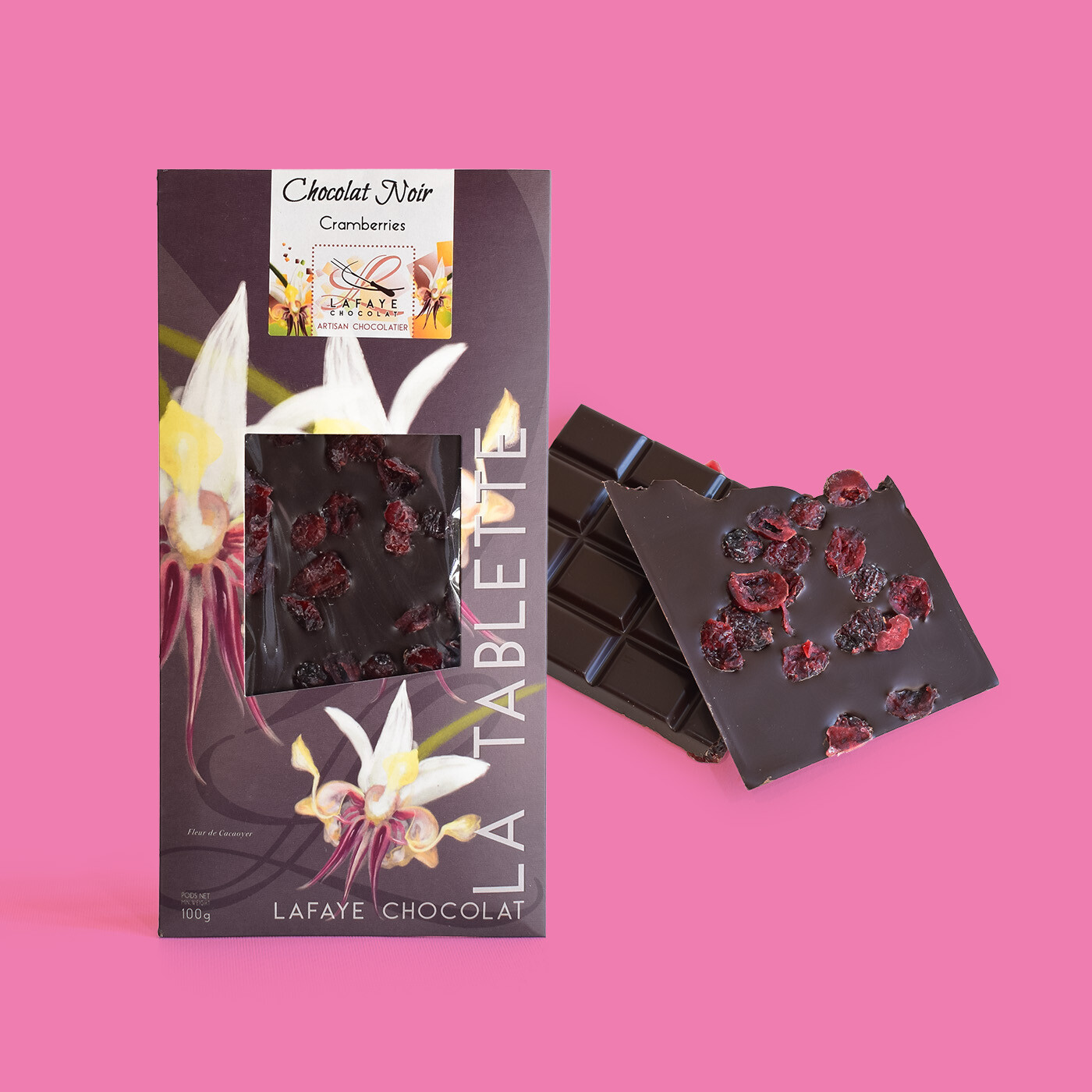 Tablette chocolat noir cranberries