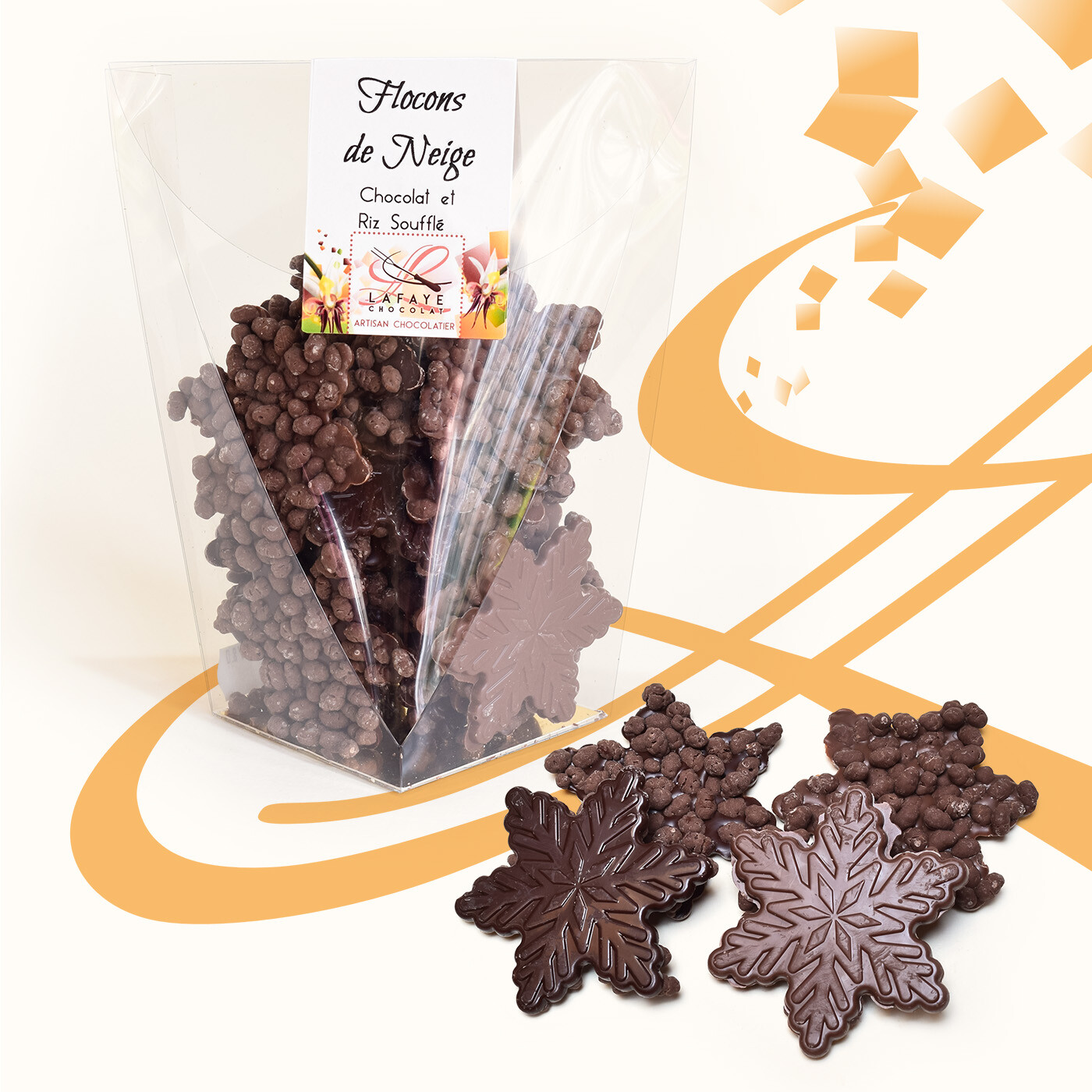 Flocons de neige en chocolat noir et au lait