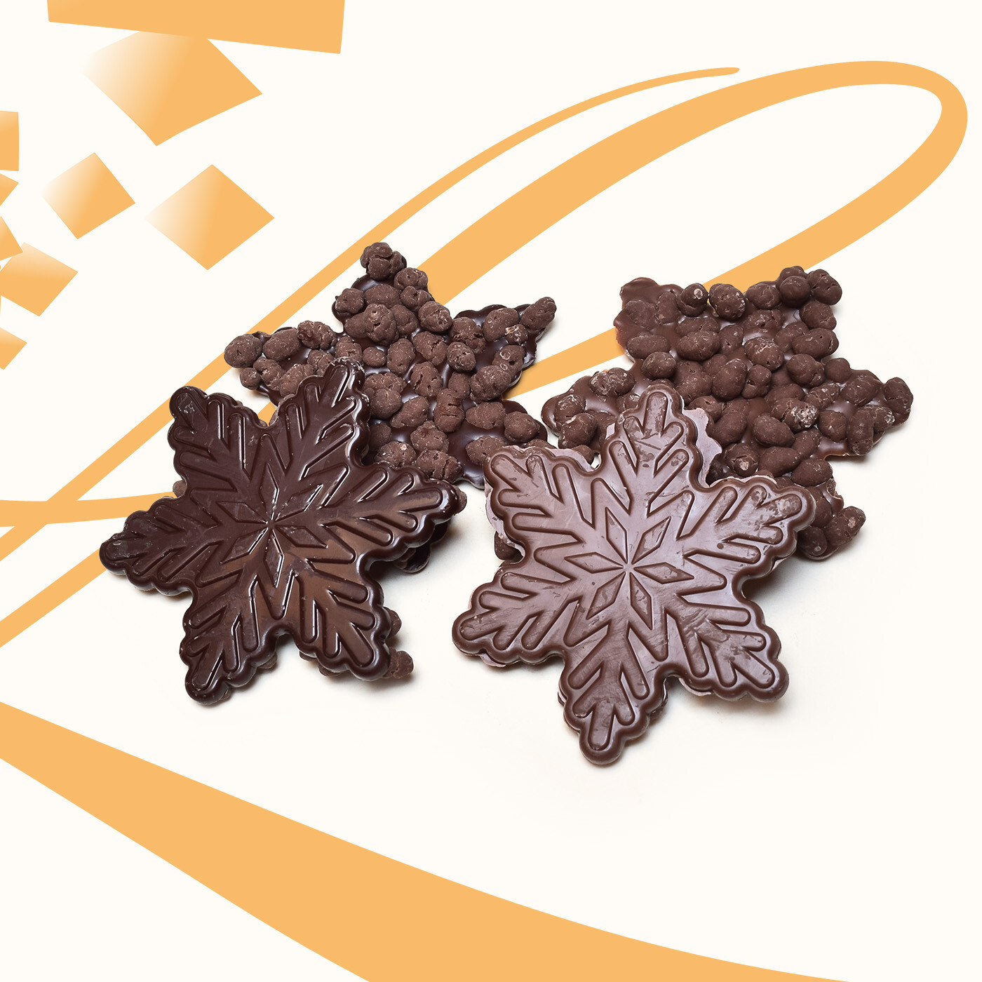 Flocons de neige en chocolat noir et au lait