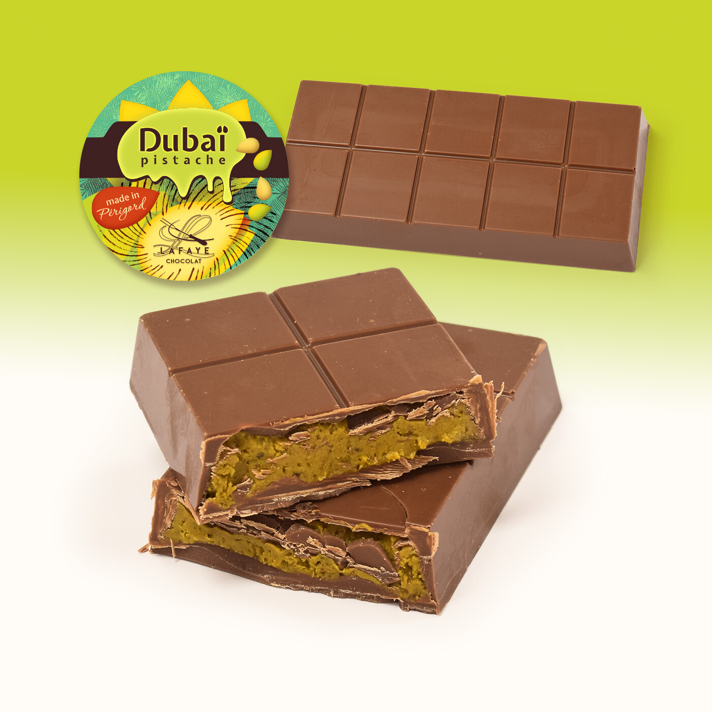 Tablette Dubaï chocolat lait pistache