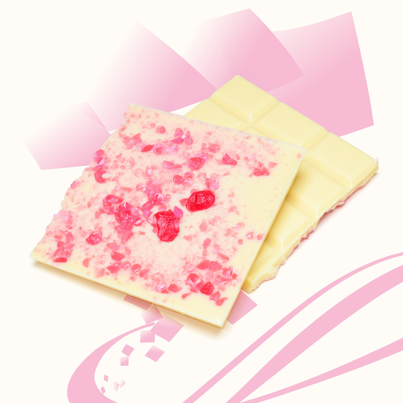 Tablette chocolat ivoire et bonbon à la framboise