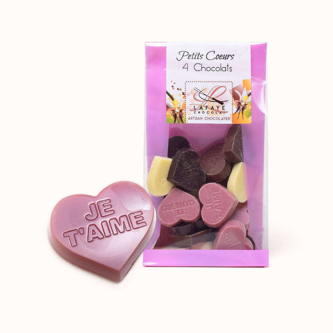 bonbons aux 4 chocolats en forme de coeur