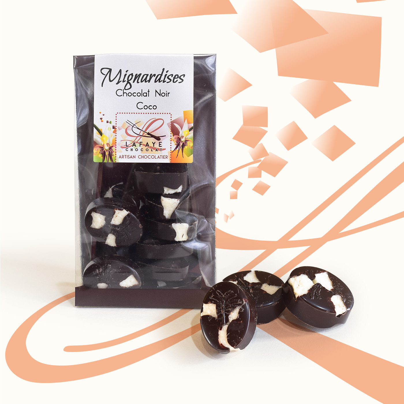 mignardises au chocolat noir et noix de coco