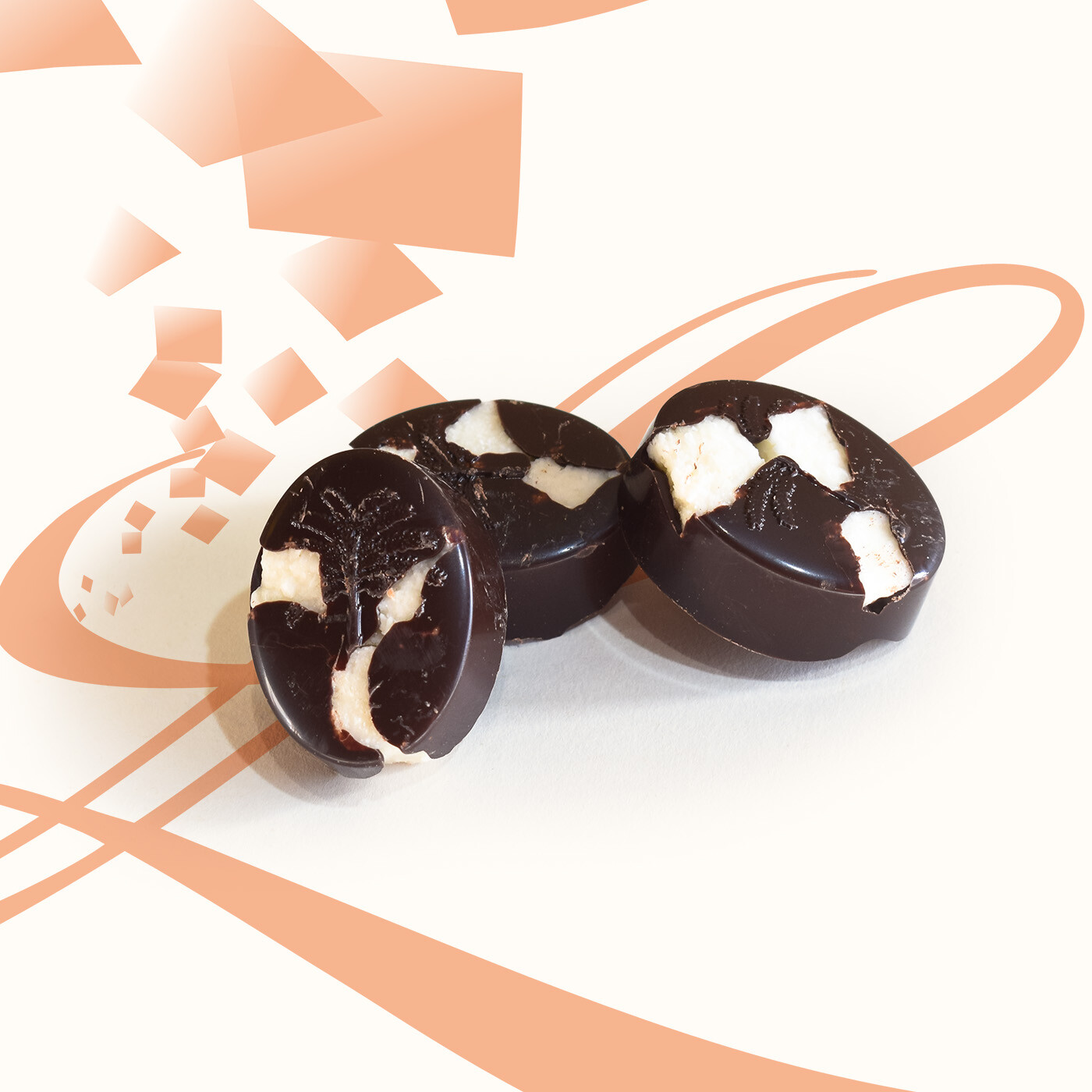 mignardises au chocolat noir et noix de coco