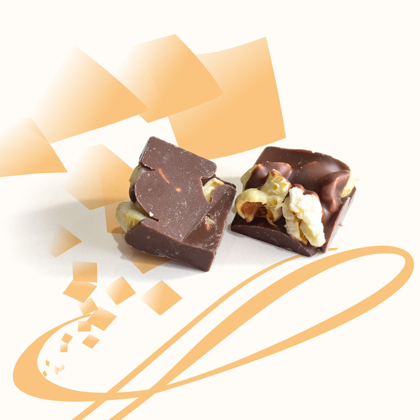 mignardises chocolat au lait et pop-corn