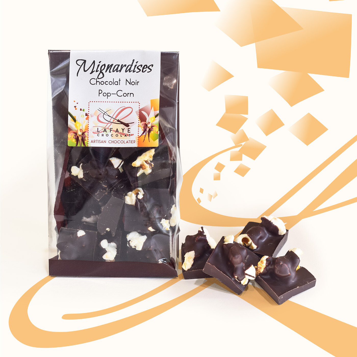 mignardises chocolat noir et pop-corn