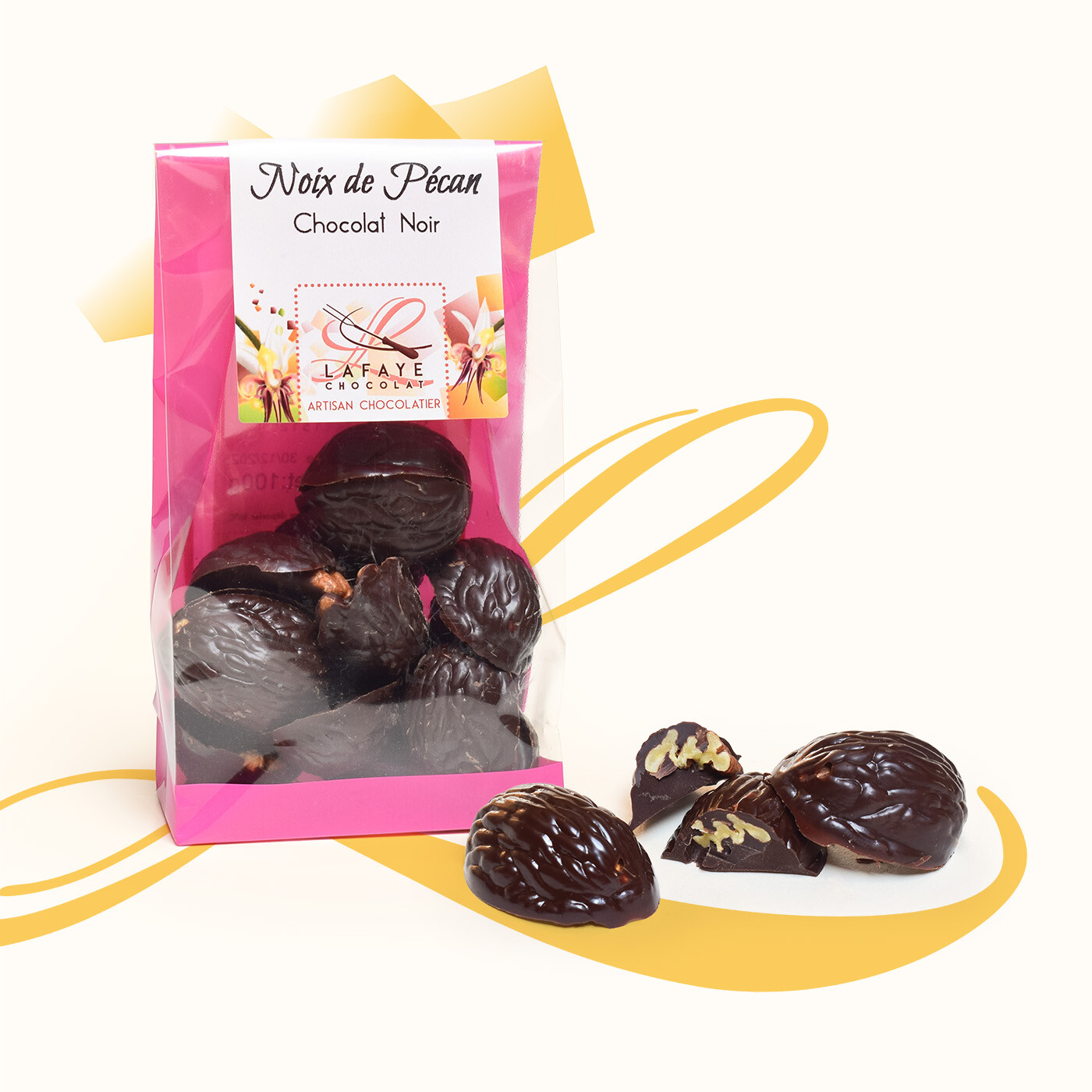 noix de Pécan enrobées de chocolat noir