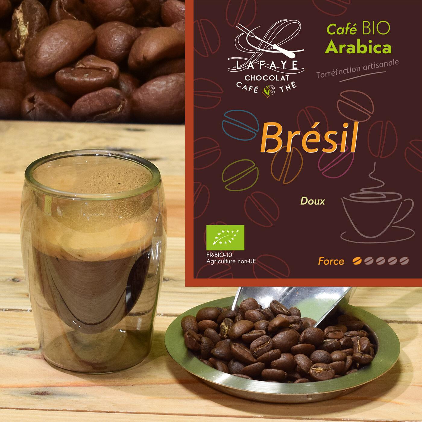 Café Brésil pure origine par Lafaye chocolat