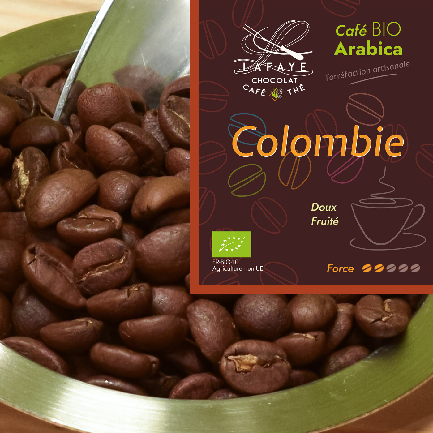 Café Colombie bio vendu par Lafaye chocolat