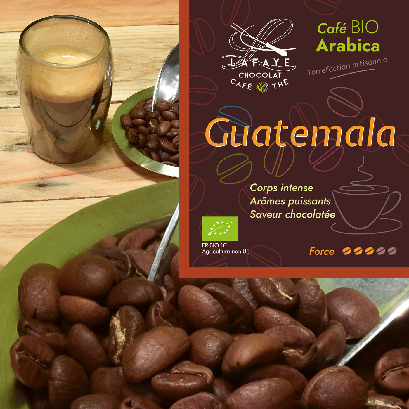 Café en grains Guatemala bio vendu par Lafaye chocolat