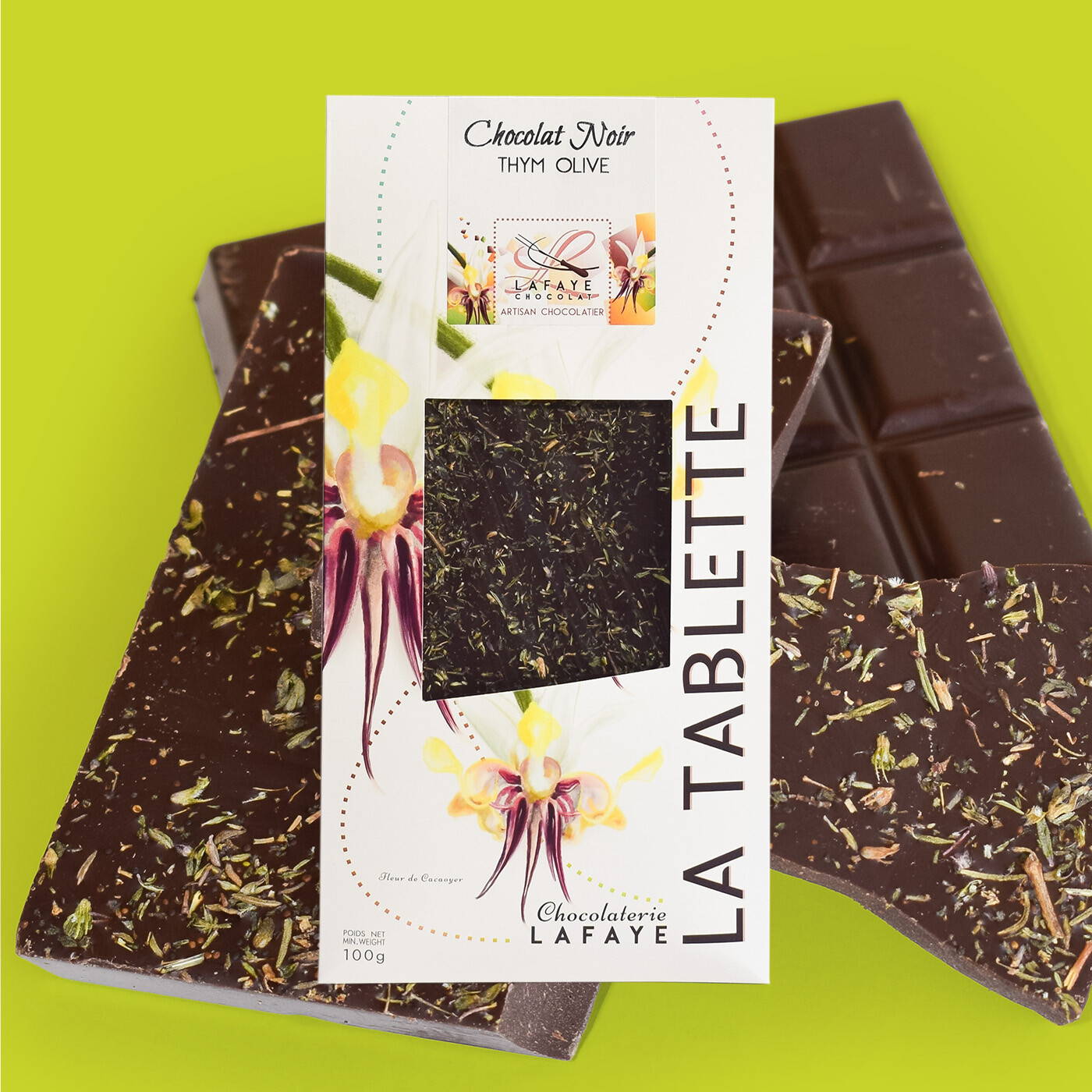Tablette chocolat noir thym olive
