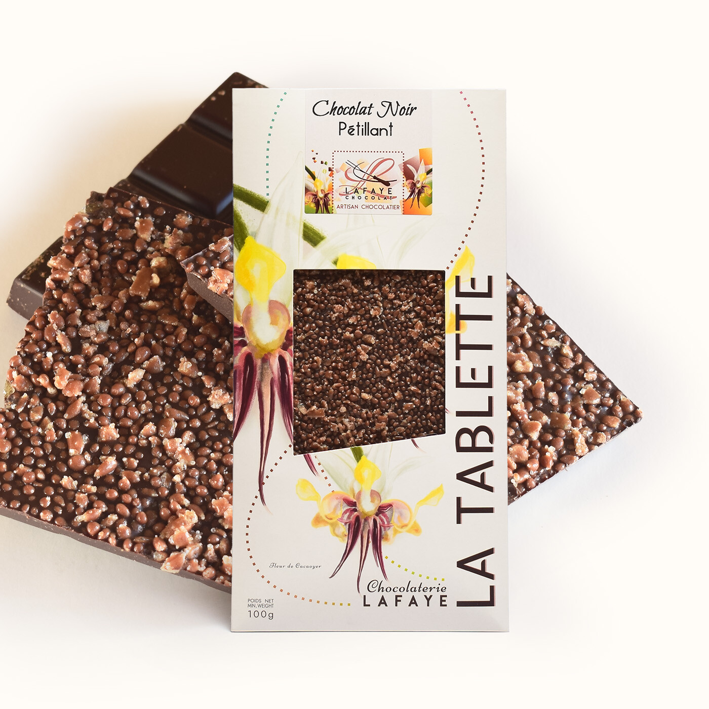 Tablette chocolat noir pétillant