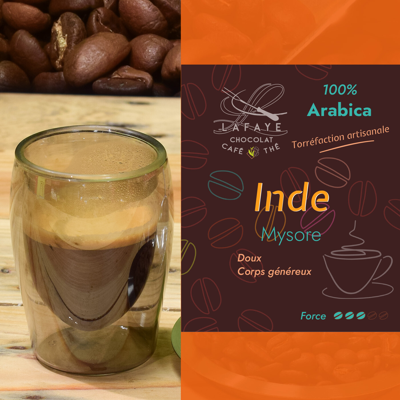 Café en grains Inde Mysore du torréfacteur Lafaye chocolat.