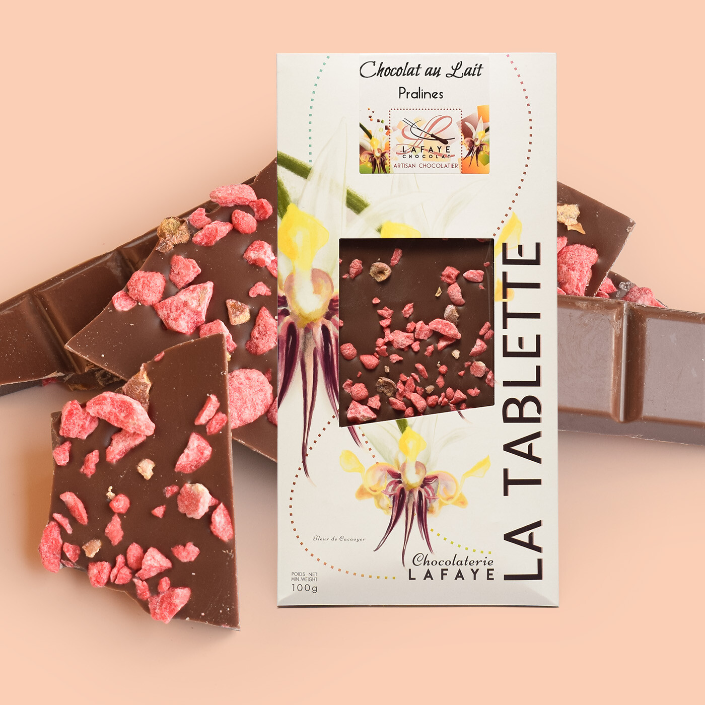 Tablette chocolat au lait et Pralines roses