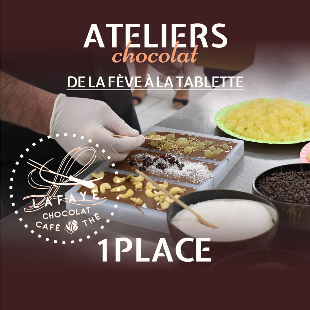 Atelier chocolat et visite immersive "De la fève à la tablette" proposés par la chocolaterie Lafaye à Périgueux.