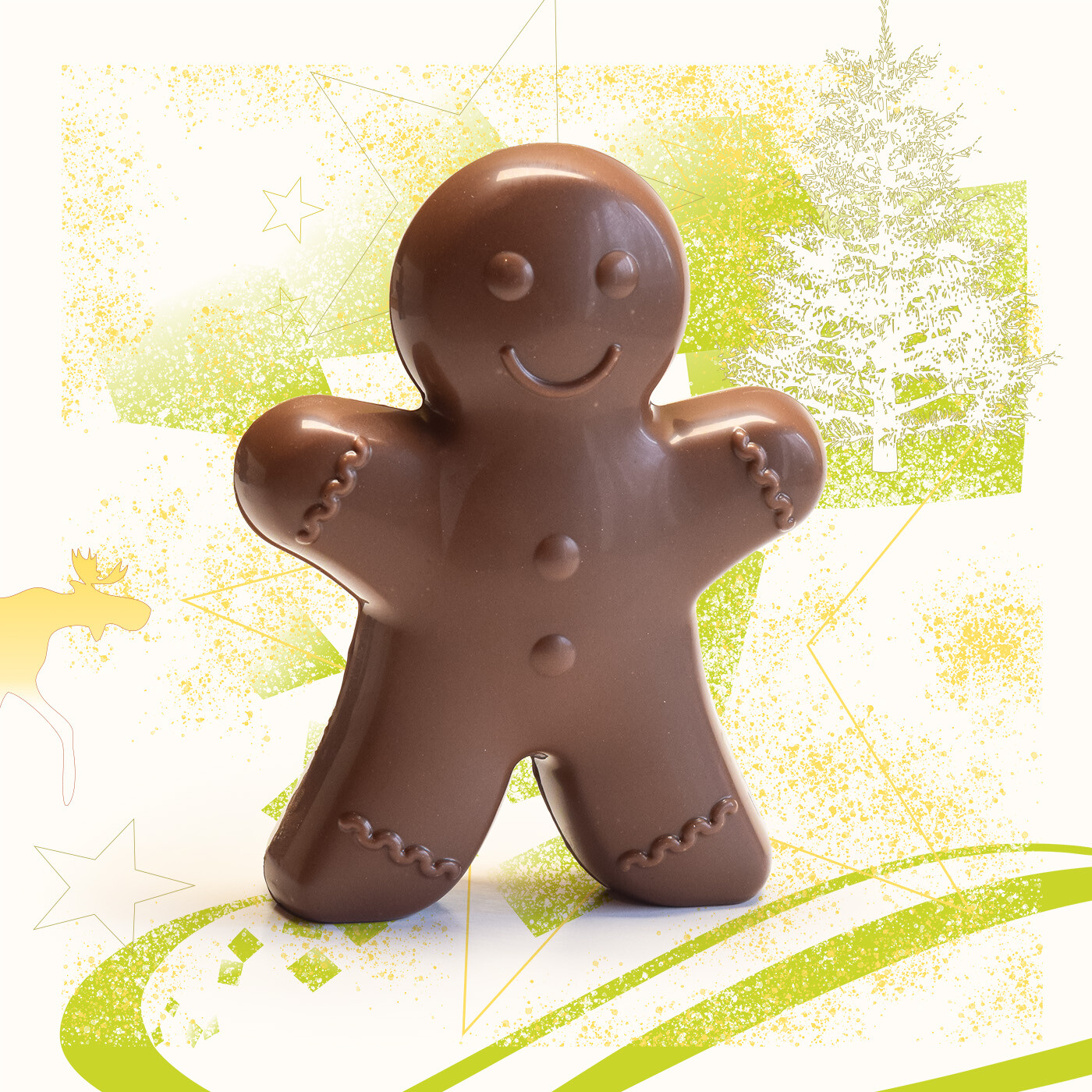 Bonhomme pain d'épices en chocolat au lait, moulage de la maison Lafaye chocolat à Périgueux.